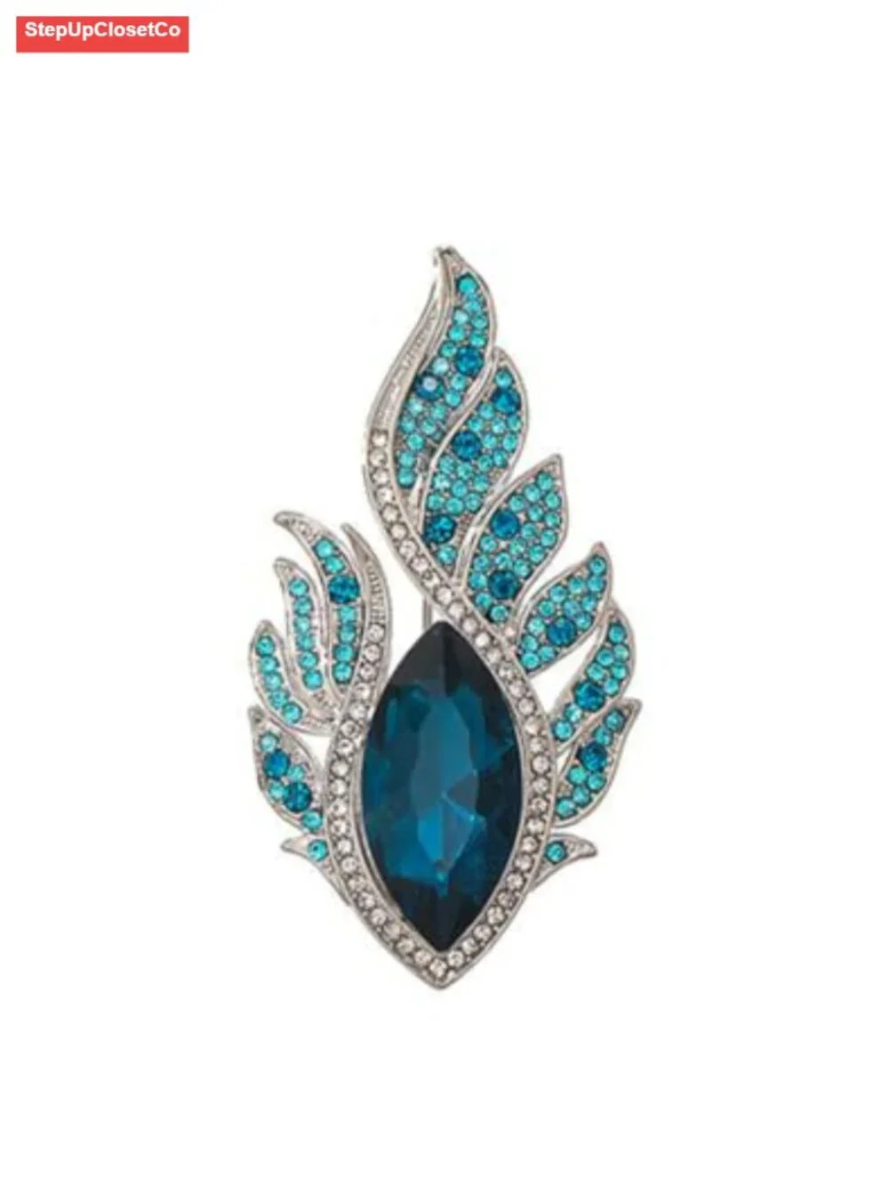 Elegant Blue Crystal Brooch Pin for Women